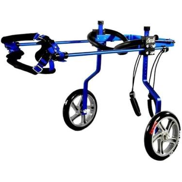 Imagem de Cadeira de rodas premium para cães com pernas traseiras, carrinho ajustável para cães e gatos pequenos, aço inoxidável, suporte para animais de estimação com deficiência, azul (tamanho: 01)
