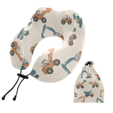 Imagem de Burbuja Almofada de pescoço de escavadeira para viagem, almofada de viagem de espuma viscoelástica para suporte de cabeça de carro de avião dormindo, lavável na máquina e portátil