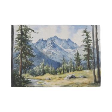 Imagem de Burbuja Jogo americano Lane in Mountain, conjunto de 4, tapetes de mesa laváveis antiderrapantes, resistentes ao calor, para cozinha, mesa de jantar, ambientes internos e externos