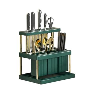 Imagem de CFGH6FDF Suporte de talheres suporte de utensílios de cozinha multifuncional escorredor de talheres rack organizador de utensílios de cozinha suporte de utensílios de cozinha (verde)