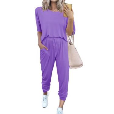 Imagem de Conjunto de Moletom PRETTYGARDEN Feminino 2 Peças Lounge Roxo Claro G