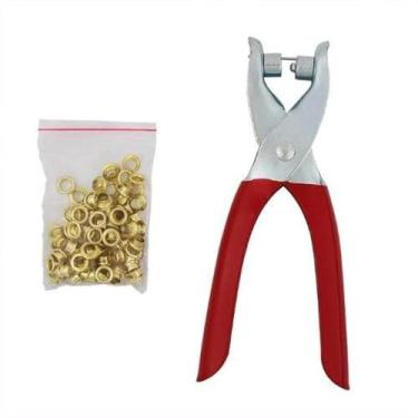 Imagem de Alicate Para Colocar Ilhos Rebite Manual + 100 Ilhoses Dourados B-Tek