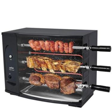 Imagem de Churrasqueira Elétrica Pequena Apartamento Rotativa Arke 3 Espetos 110
