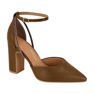 Imagem de Sapato Scarpin Salto Alto Bloco Feminino Vizzano Capuccino / Ouro / Pe