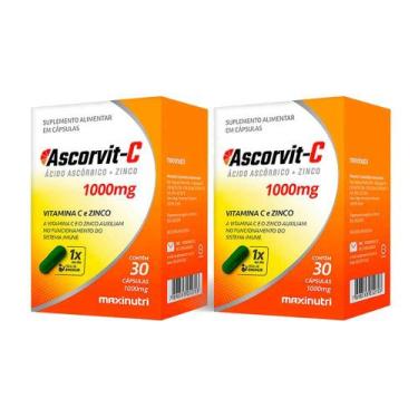 Imagem de Kit 02 AscorVit Vitamina C 1000mg e Zinco 30 Cápsulas Maxinutri
