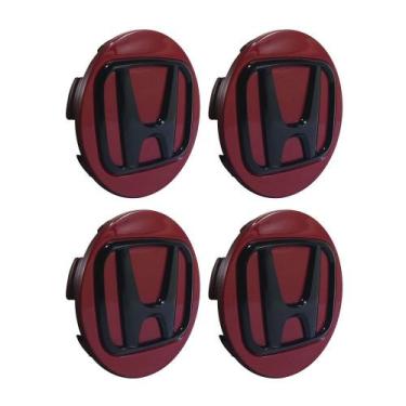 Imagem de Jogo de Calotinha 69mm Centro de Roda Honda HRV CRV Accord Vermelha Em