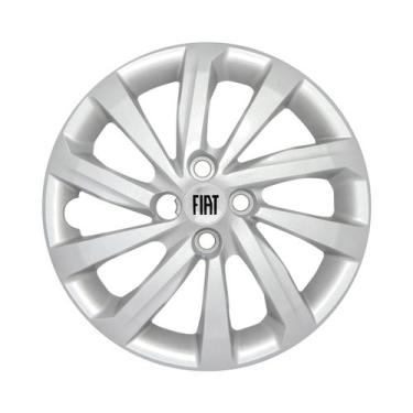 Imagem de Calota Aro 15 Fiat Strada 2021 2022 2023 Prata + Emblema - GFM, Emblem
