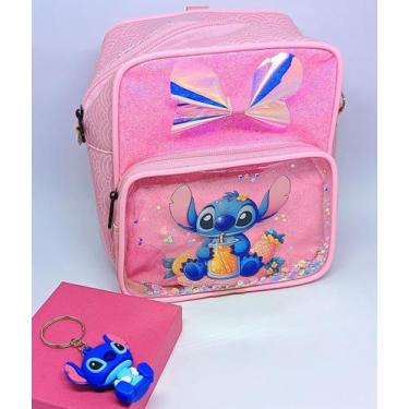 Imagem de Kit Bolsa infantil Menina Disney Lilo Stitch Mochila com Bolso Zíper +