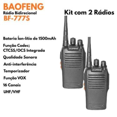Imagem de Kit 2 Rádio Comunicador Baofeng BF-777S UHF  Alcance Profissional 16 C