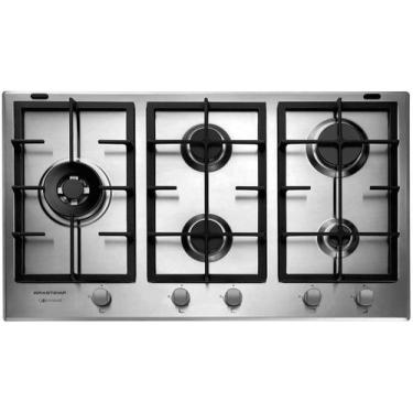 Imagem de Cooktop 5 Bocas Brastemp Gourmand Inox com Duplachama e Trempe com Fer