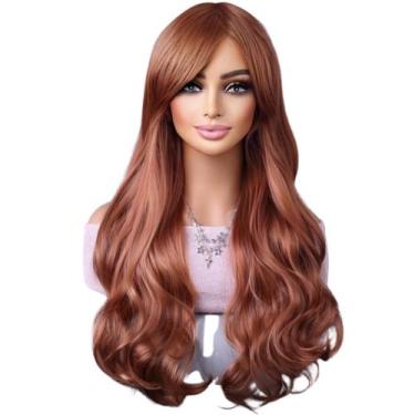 Imagem de Peruca Ondulada Com Franja Lace Wig 70cm Organica - GM Hair, Ruivo