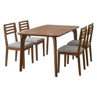 Imagem de Mesa de Jantar Papaia Com 4 Cadeiras Estofadas Juparana Linho ORNAR - 