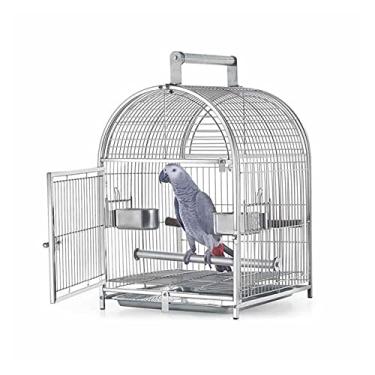 Imagem de KIZQYN Gaiola de pássaros grande portátil de metal 304 aço inoxidável arara casa gaiola de viagem gaiola de aviário gaiola de voo
