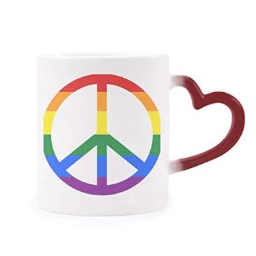 Imagem de Caneca Rainbow Gay Lésbica Anti Guerra LGBT Sensível ao Calor Vermelho Copo de Grés que Mudam de Cor