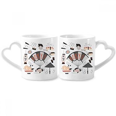 Imagem de Conjunto de canecas de porcelana japonesa para casais, japonesas, téquio, japonês, de sushi, guisa, coração