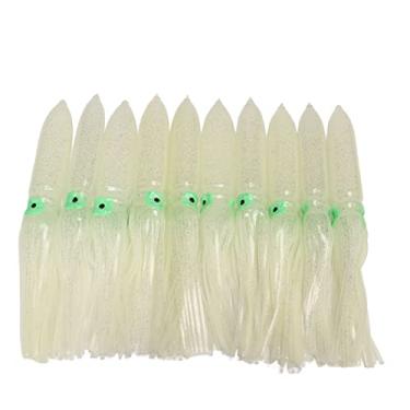 Imagem de 10 Peças Iscas de Pesca Lula, Saia de Lula Luminosa de Silicone de 30 Cm Isca de Pesca Com Gancho Isca de Pesca de água Salgada para Truta Robalo (pele de tambor)