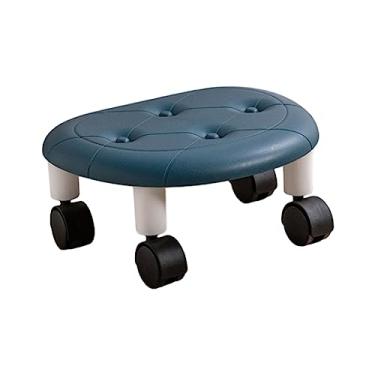Imagem de Generic Banco de assento de rolo baixo móvel de para os pés portátil confortável banco de rolamento de baixa altura tamborete de roda, Azul