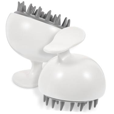 Imagem de balacoo 2 pçs shampoo escova de massagem do couro cabeludo escova de massagem de couro cabeludo escova de couro cabeludo xampu espátula de silicone virador acessórios de cabelo encaracolado escova de