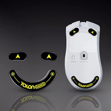 Imagem de TALONGAMES Bordas curvadas de vidro ultra forte patins para pés de mouse compatíveis com Rzaer Deathadder V3 Pro substituição de pés de mouse para jogos, sola supersuave, deslizante rápida e durável