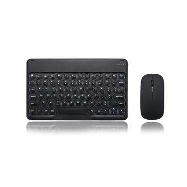 Imagem de ElecMosWN Combo de teclado e mouse Bluetooth retrô ultrafino, teclado e mouse compactos recarregáveis, sem fio para iPad, iPad Mini, iPad Air, iPad Pro, iPhone, Windows Android, tablet, smartphone