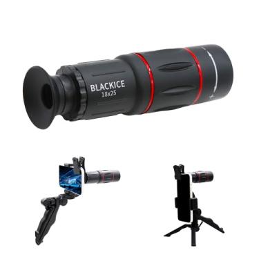 Imagem de BLACKICE Telescópio monocular 18 x 25, monóculo para adultos com prisma BAK4, adaptador para smartphone, compacto, iniciante, adultos