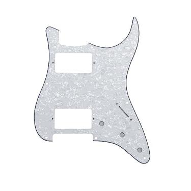 Imagem de ROZILO 11 Buracos Guitarra Strat Pickguard HH Humbucker para Fender Padrão Stratocaster Estilo Moderno Pérola Branca
