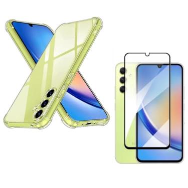 Imagem de Capa Capinha Anti Impacto + Película de Vidro Temperado 3D Compatível Com Samsung Galaxy A54 5G - (Bluepink)