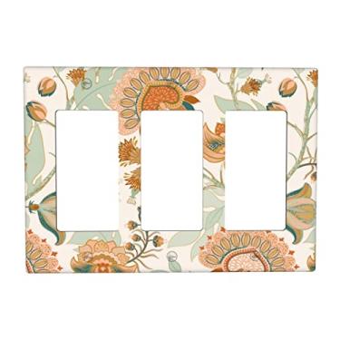 Imagem de Capa de interruptor de luz com estampa de paisley colorida para 3 interruptores de interruptor de luz tripla decorativa placa de interruptor elétrico GFCI tampas de tomada para cozinha, banheiro, casa de fazenda, decoração de casa
