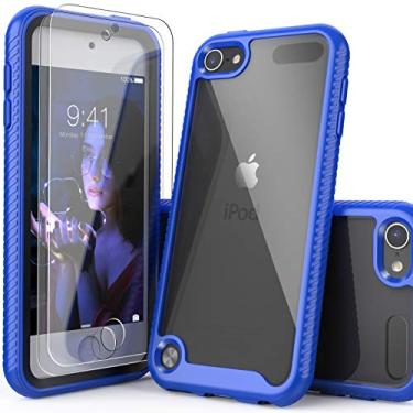 Imagem de IDYStar Capa para iPod Touch 7ª geração, capa para iPod 2 em 1 à prova de choque com 2 protetores de tela HD, capa híbrida resistente a choques para iPod Touch 5/6/7ª geração, azul