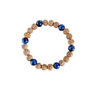 Imagem de Pulseira Sementes de Rudraksha e Olho de Tigre Azul Natural