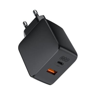 Imagem de Carregador QCY Turbo GaN 65W 2 Portas USB-A + Tipo-C  , Preto