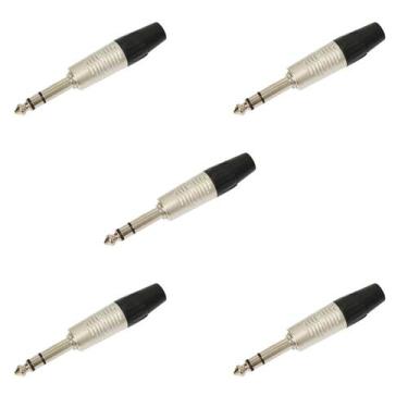 Imagem de Kit 5 conector plug p10 stereo rean by neutrik reto rp3c