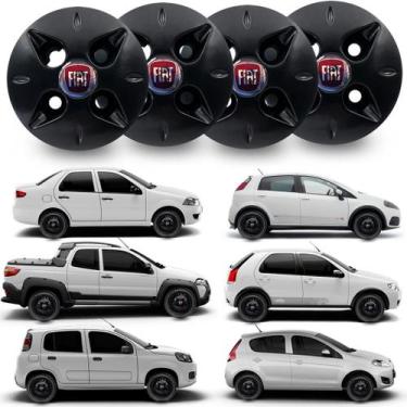 Imagem de 4 un Calota Central Aro 13 14 15 Fiat Calotinha Carlota 100x4 - TSSHOP