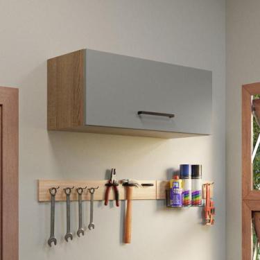 Imagem de Armário Aéreo Multiuso 80cm 1 Porta Basculante Rustic/Cinza Agata Made