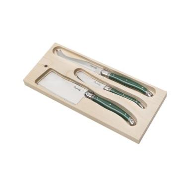 Imagem de Conjunto De 3 Facas Queijo Laguiole La Tour Luxo - Verde, Aço, 3 unida