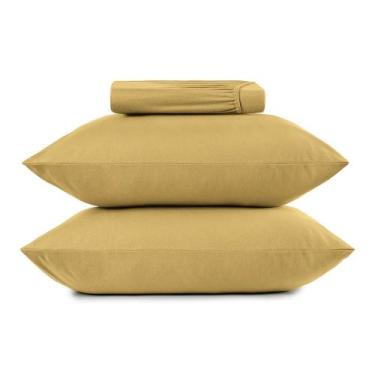 Imagem de Jogo de Cama Casal 3 Peças Altenburg Malha Fio Penteado Amarelo Mostar