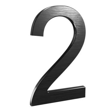 Imagem de Números de casa modernos - número de endereço residencial flutuante de alumínio premium com processo de desenho requintado, 2, 6Inch Black