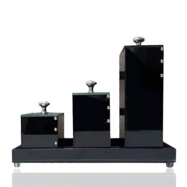 Imagem de Kit Lavabo Com Bandeja Vidro Luxo Trio Organizador Banheiro (Preto prata)