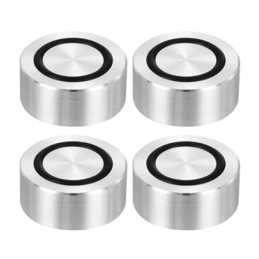 Imagem de uxcell Rosca M8 35 mm / 1,4" diâmetro 15 mm de espessura alumínio círculo disco disco adaptador superior 4 peças redondo sólido mesa pés almofada placa hardware com anel de borracha antiderrapante