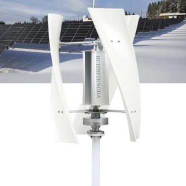 Imagem de HUIZHITENGDA Gerador de turbina eólica vertical portátil de 3000 W, 3 lâminas, baixo ruído, 12 V/24 V/48 V, moinho de vento para uso em pátios externos e sistemas de turbina eólica,48V