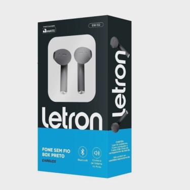 Imagem de Fone sem fio box preto estereo earbuds case carregador bluetooth letron