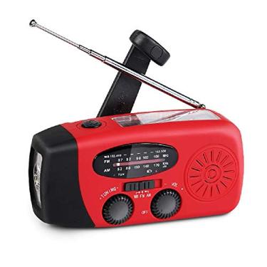 Imagem de Rádio meteorológico de emergência portátil com manivela AM/FM NOAA Rádios de sobrevivência com lanterna LED 2000 mAh Power Bank para smartphone para casa, acampamento, viagem, terremoto