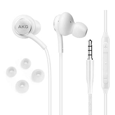 Imagem de Fones de ouvido estéreo originais incríveis para Samsung Galaxy J7 Pro Branco - com microfone (versão dos EUA com)