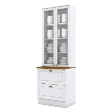 Imagem de Cristaleira Americana Branco Hp Com Tampo Naturale - Henn