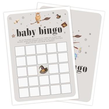 Imagem de Cazhes Baby Shower Games, 30 Magic School Baby Shower Bingo Game Cards, Magical Wizard Gender Reveal Party Decorations Supplies Favors-H03