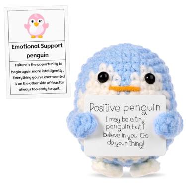 Imagem de lasuroa Pinguim positivo divertido, 6,5 cm brinquedos pinguim com cartão positivo lã bonita criativa Positive Penguin presente de boneca para decoração de festa de incentivo para amigos