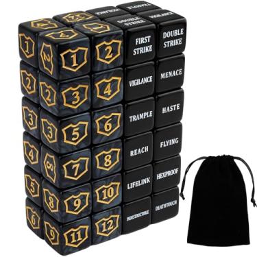Imagem de 48 Pcs Abilities Keywords Counter Dice Black Shield MTG Dice Counters Bulk Buff Tokens D6 Dice Set for Magic The Gathering, MTG, TCG, Card Games Accessories