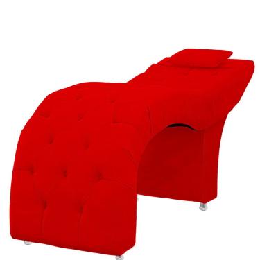 Imagem de Maca Estofada Capitone Julia Para Estetica Facial Sombrancelha E Cilios Suede Cor Vermelho