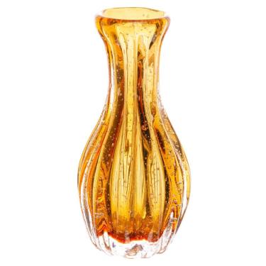 Imagem de Vaso De Plantas Flores Italy Vidro Murano âmbar Laranja 9,5x20cm Wolff