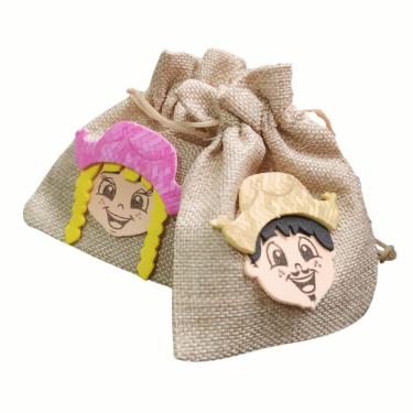 Imagem de Saquinho Juta Decorado Festa Junina Menino E Menina